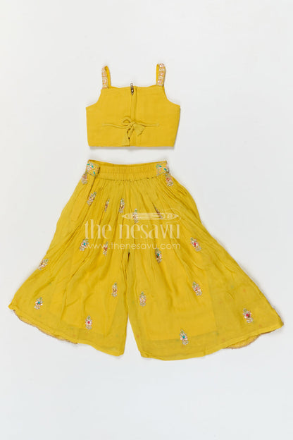 The Nesavu Girls Sharara / Plazo Set Girls Sharara for Festive Celebrations and Wedding Functions Nesavu Nesavu girls georgette sharara set with designer embroidered yoke for weddings and festive occasions