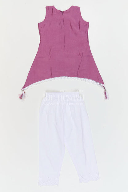 The Nesavu Girls Sharara / Plazo Set Girls Sharara Outfit for Festive Occasions and Traditional Wear Nesavu Nesavu Girls Crepe Cotton Sharara Outfit With Thread Embroidery For Festive Occasions And Comfortable Wear