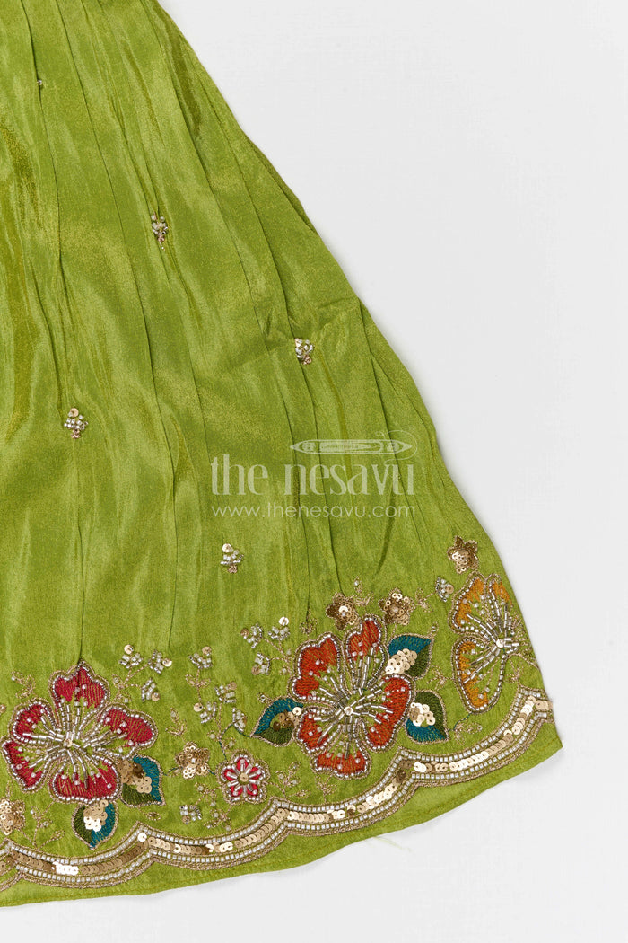 The Nesavu Girls Sharara / Plazo Set Girls Sharara Outfit for Weddings and Festive Family Functions Nesavu Nesavu girls festive sharara set for weddings celebrations viscose silk outfit with designer yoke