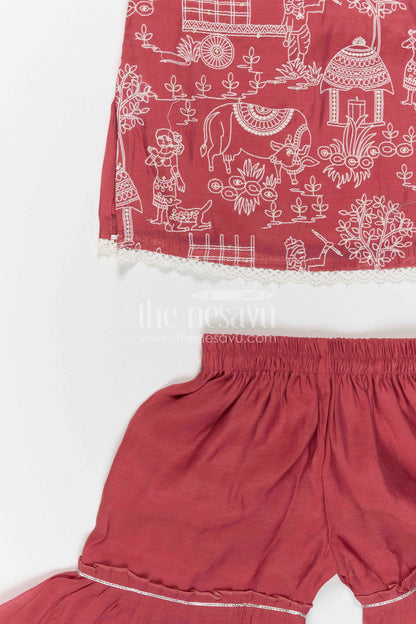The Nesavu Girls Sharara / Plazo Set Girls Sharara Outfit for Weddings and Festive Occasions Nesavu Nesavu Girls Sharara Outfit For Weddings And Festive Occasions With Silk Crepe And Embroidered Design