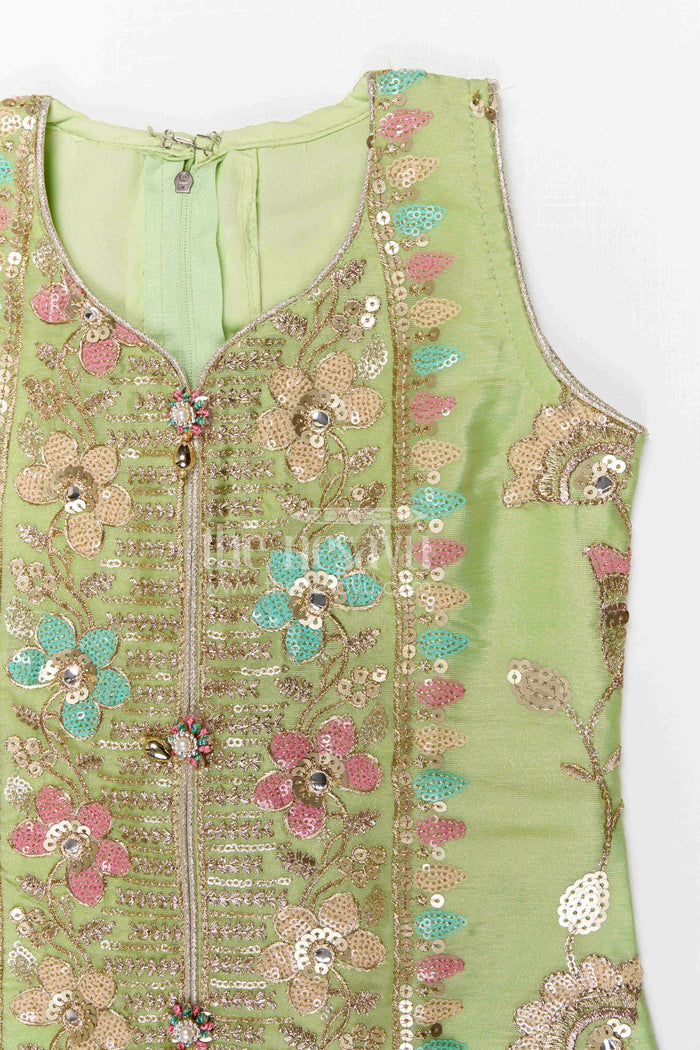 The Nesavu Girls Sharara / Plazo Set Girls Sharara Palazzo Set for Festive Celebrations and Wedding Functions Nesavu Nesavu girls georgette sharara palazzo set with embroidered yoke for festive and wedding celebrations