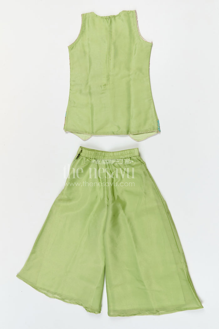The Nesavu Girls Sharara / Plazo Set Girls Sharara Palazzo Set for Festive Celebrations and Wedding Functions Nesavu Nesavu girls georgette sharara palazzo set with embroidered yoke for festive and wedding celebrations