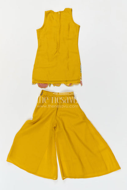 The Nesavu Girls Sharara / Plazo Set Girls Sharara Palazzo Set for Wedding Celebrations and Festive Occasions Nesavu Nesavu girls georgette sharara palazzo set with designer embroidered yoke for weddings and festive occasions