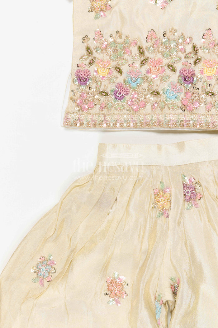 The Nesavu Girls Sharara / Plazo Set Girls Sharara Set for Diwali and Celebrations Nesavu Nesavu girls sharara set for weddings and festive celebrations viscose silk outfit with designer embroidery
