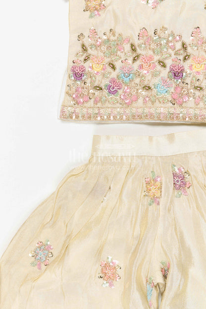 The Nesavu Girls Sharara / Plazo Set Girls Sharara Set for Diwali and Celebrations Nesavu Nesavu girls sharara set for weddings and festive celebrations viscose silk outfit with designer embroidery