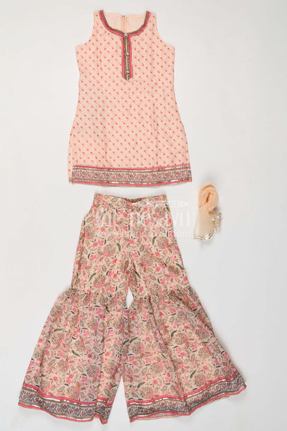 The Nesavu Girls Sharara / Plazo Set Girls Sharara Set for Family Gatherings and Festive Outings Nesavu Nesavu Girls Sharara Set For Festive Outings With Georgette Digital Print And Comfortable Flared Design
