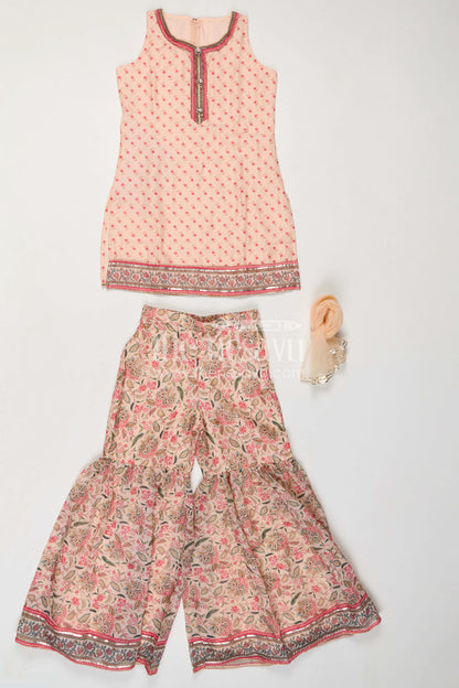 The Nesavu Girls Sharara / Plazo Set Girls Sharara Set for Family Gatherings and Festive Outings Nesavu Nesavu Girls Sharara Set For Festive Outings With Georgette Digital Print And Comfortable Flared Design