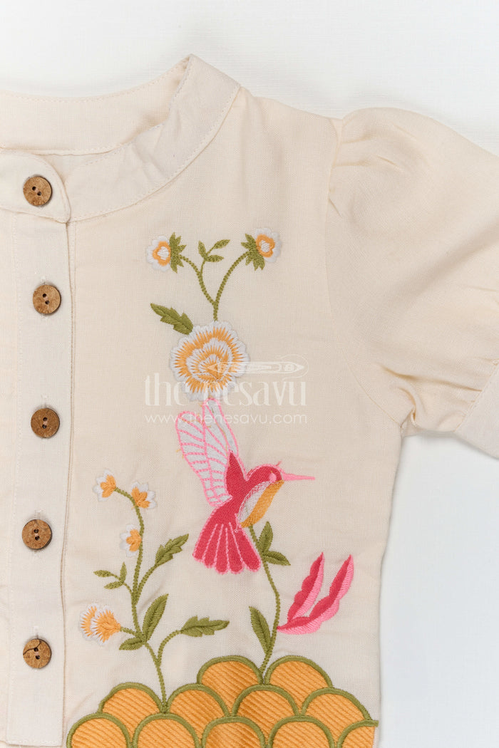 The Nesavu Girls Sharara / Plazo Set Girls Sharara Set for Festive Celebrations and Ethnic Wear Nesavu Nesavu girls muslin cotton sharara set with thread embroidery for festive celebrations and ethnic wear