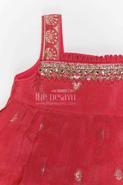 The Nesavu Girls Sharara / Plazo Set Girls Sharara Set for Festive Celebrations and Traditional Family Functions Nesavu Nesavu girls viscose silk sharara set with designer embroidery for festive and wedding celebrations
