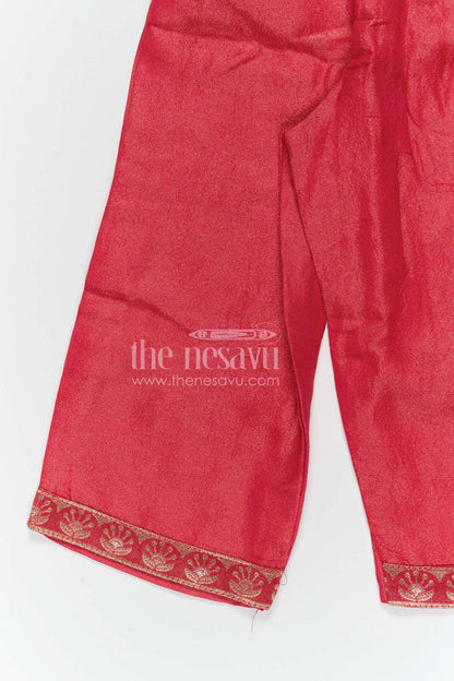 The Nesavu Girls Sharara / Plazo Set Girls Sharara Set for Festive Celebrations and Traditional Family Functions Nesavu Nesavu girls viscose silk sharara set with designer embroidery for festive and wedding celebrations