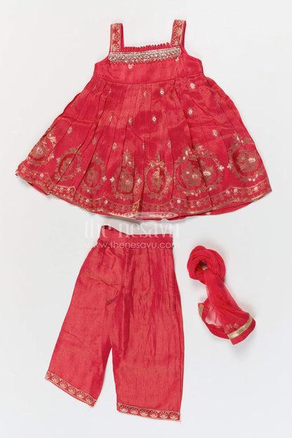 The Nesavu Girls Sharara / Plazo Set Girls Sharara Set for Festive Celebrations and Traditional Family Functions Nesavu Nesavu girls viscose silk sharara set with designer embroidery for festive and wedding celebrations
