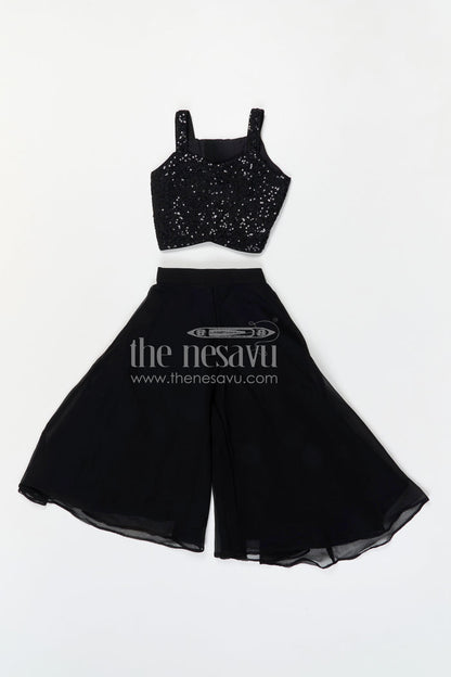 The Nesavu Girls Sharara / Plazo Set Girls Sharara Set for Festive Celebrations and Wedding Occasions Nesavu Nesavu girls georgette sharara set with designer embroidery jacket for festive and wedding occasions