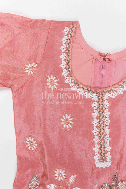 The Nesavu Girls Sharara / Plazo Set Girls Sharara Set for Festive Functions and Wedding Wear Nesavu Nesavu Girls Sharara Set For Weddings And Festive Occasions With Viscose Silk And Designer Embroidery