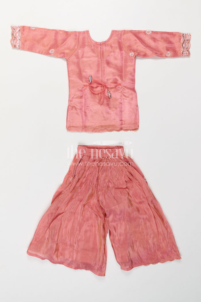 The Nesavu Girls Sharara / Plazo Set Girls Sharara Set for Festive Functions and Wedding Wear Nesavu Nesavu Girls Sharara Set For Weddings And Festive Occasions With Viscose Silk And Designer Embroidery