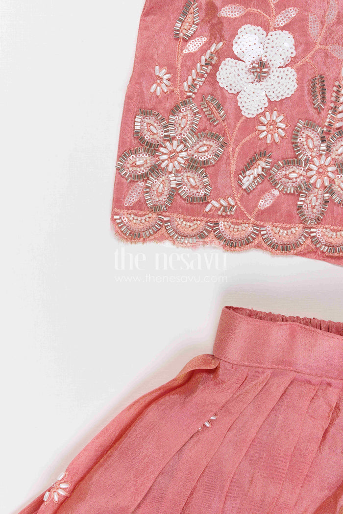 The Nesavu Girls Sharara / Plazo Set Girls Sharara Set for Festive Functions and Wedding Wear Nesavu Nesavu Girls Sharara Set For Weddings And Festive Occasions With Viscose Silk And Designer Embroidery