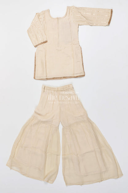 The Nesavu Girls Sharara / Plazo Set Girls Sharara Set for Festive Occasions and Cultural Events Nesavu Nesavu sharara set girls embroidered yoke festive cultural celebrations