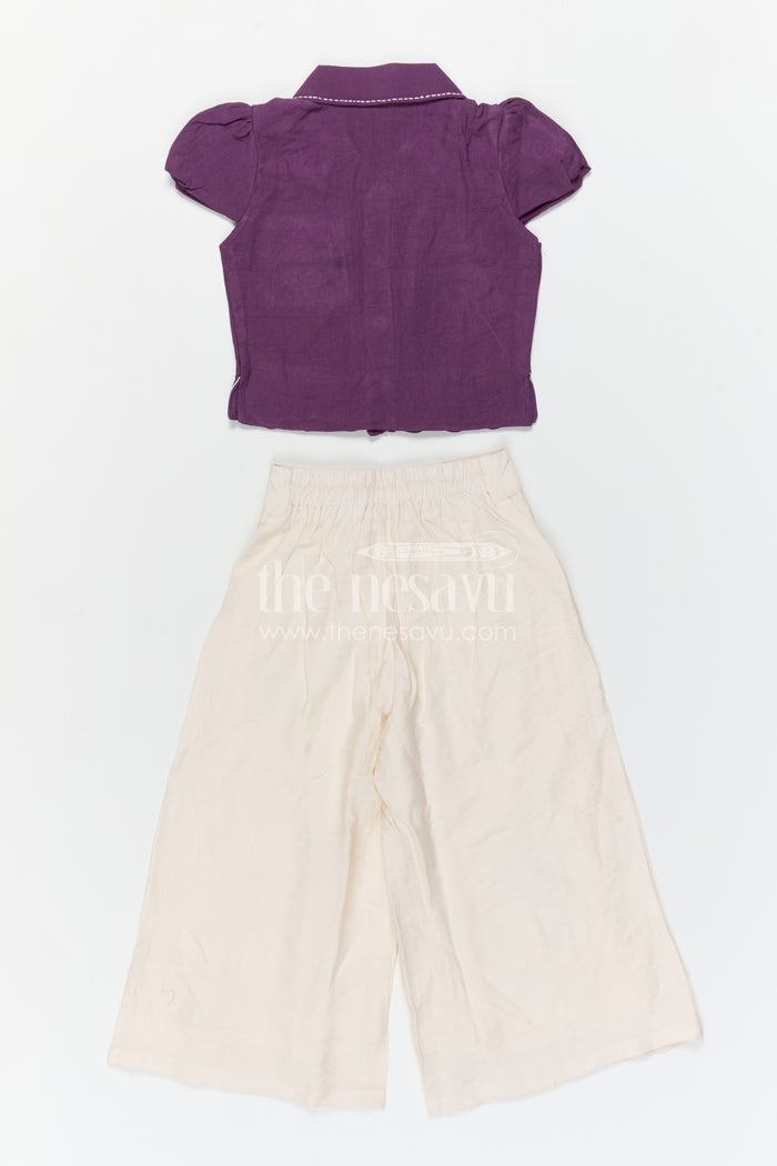 The Nesavu Girls Sharara / Plazo Set Girls Sharara Set for Festive Occasions and Family Functions Nesavu Nesavu Girls Sharara Set For Festive Occasions And Family Functions In Soft Cotton Blend Ethnic Wear