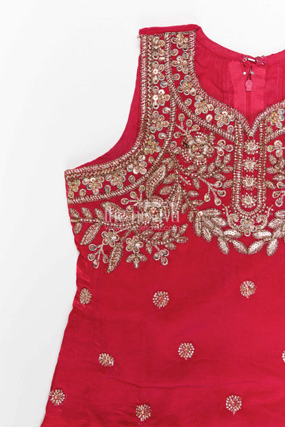 The Nesavu Girls Sharara / Plazo Set Girls Sharara Set for Festive Occasions and Wedding Celebrations Nesavu Nesavu girls organza sharara set with designer embroidery for festive wear