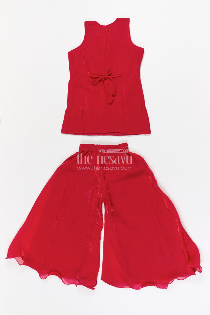 The Nesavu Girls Sharara / Plazo Set Girls Sharara Set for Festive Occasions and Wedding Celebrations Nesavu Nesavu girls organza sharara set with designer embroidery for festive wear