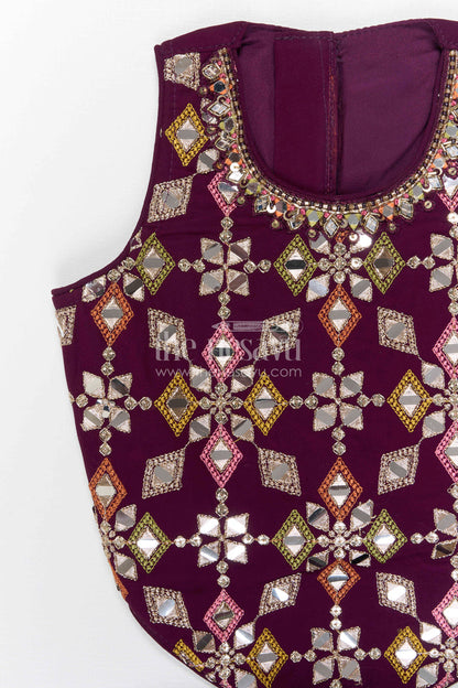 The Nesavu Girls Sharara / Plazo Set Girls Sharara Set for Festive Occasions and Weddings Nesavu Nesavu Girls Sharara Set Georgette With Designer Embroidery Yoke For Weddings And Festive Wear