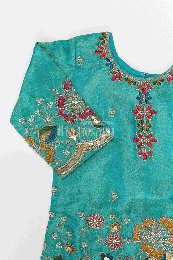 The Nesavu Girls Sharara / Plazo Set Girls Sharara Set for Festive Occasions Nesavu Nesavu girls sharara set for weddings and festive occasions viscose silk designer embroidered outfit