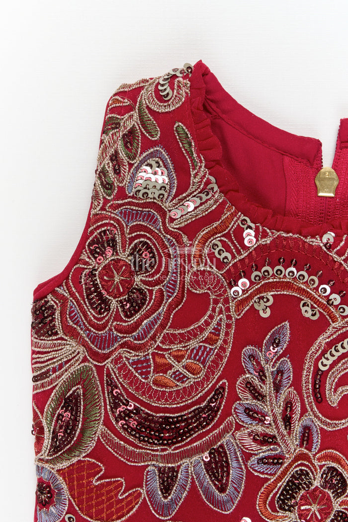 The Nesavu Girls Sharara / Plazo Set Girls Sharara Set for Festive Performances and Wedding Receptions Nesavu Nesavu girls festive sharara set with organza flare and embroidered blouse for weddings