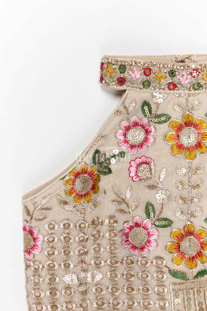 The Nesavu Girls Sharara / Plazo Set Girls Sharara Set for Festive Weddings and Family Functions Nesavu Nesavu girls sharara set for weddings and festive occasions with sequin embroidered yoke