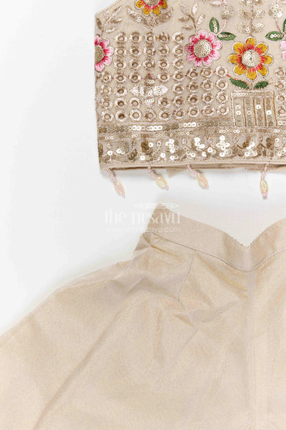 The Nesavu Girls Sharara / Plazo Set Girls Sharara Set for Festive Weddings and Family Functions Nesavu Nesavu girls sharara set for weddings and festive occasions with sequin embroidered yoke