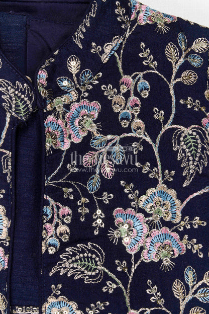 The Nesavu Girls Sharara / Plazo Set Girls Sharara Set for Sangeeth and Festive Occasions Nesavu Nesavu Girls Sharara Set For Weddings And Festive Occasions With Embroidered Jacket And Flowy Pants