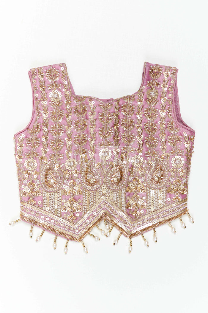The Nesavu Girls Sharara / Plazo Set Girls Sharara Set for Wedding Celebrations and Festive Occasions Nesavu Nesavu Girls Sharara Set For Weddings And Festive Celebrations With Embroidered Designer Yoke