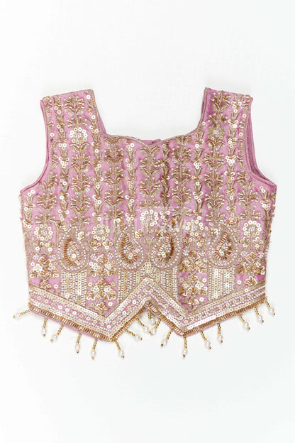 The Nesavu Girls Sharara / Plazo Set Girls Sharara Set for Wedding Celebrations and Festive Occasions Nesavu Nesavu Girls Sharara Set For Weddings And Festive Celebrations With Embroidered Designer Yoke