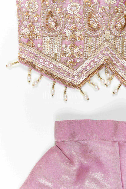 The Nesavu Girls Sharara / Plazo Set Girls Sharara Set for Wedding Celebrations and Festive Occasions Nesavu Nesavu Girls Sharara Set For Weddings And Festive Celebrations With Embroidered Designer Yoke