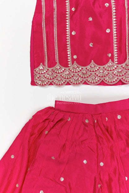 The Nesavu Girls Sharara / Plazo Set Girls Sharara Set for Wedding Functions Nesavu Nesavu girls viscose silk sharara set with sequin embroidery for weddings