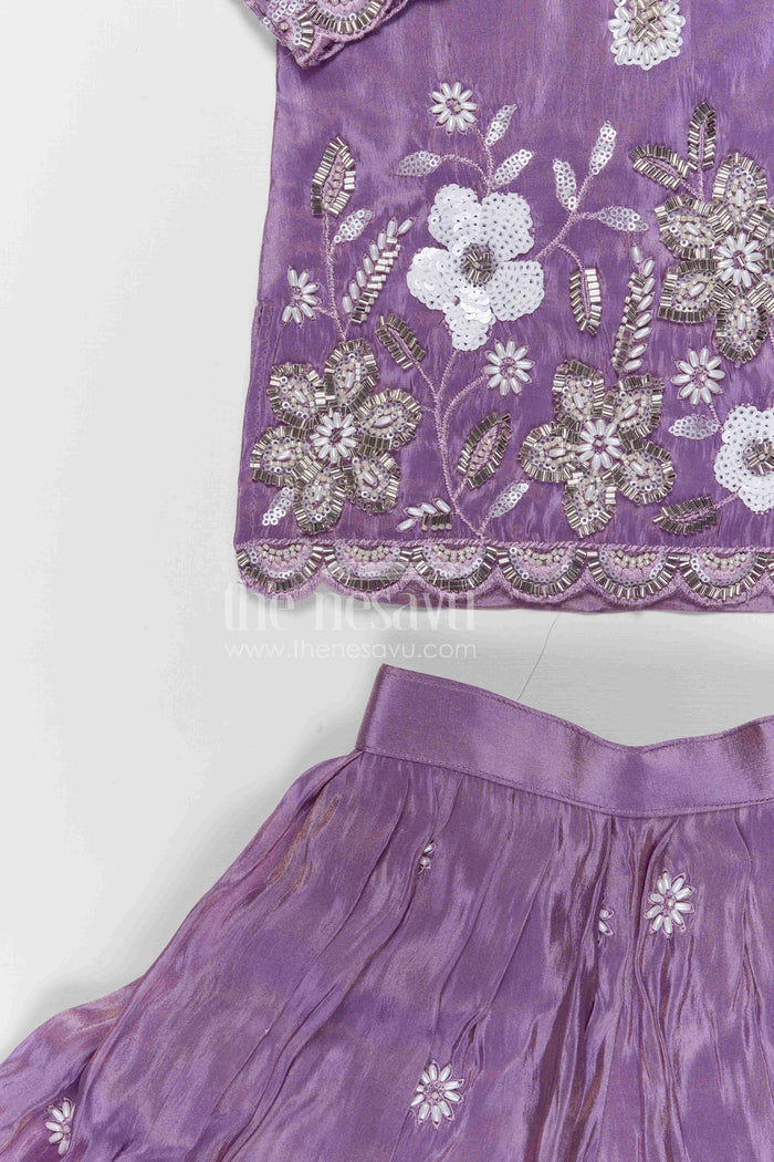 The Nesavu Girls Sharara / Plazo Set Girls Sharara Set for Weddings and Festival Celebrations Nesavu Nesavu girls viscose silk sharara set with designer embroidery for weddings and festive occasions