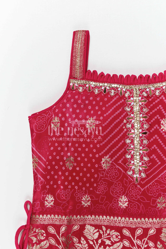 The Nesavu Girls Sharara / Plazo Set Girls Sharara Set for Weddings and Festive Cultural Celebrations Nesavu Nesavu girls georgette sharara set with embroidered yoke for weddings festive events and celebrations