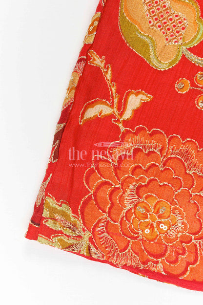 The Nesavu Girls Sharara / Plazo Set Girls Sharara Set for Weddings and Festive Family Occasions Nesavu Nesavu Girls Sharara Set With Floral Sharara Pants And Designer Embroidered Kurti