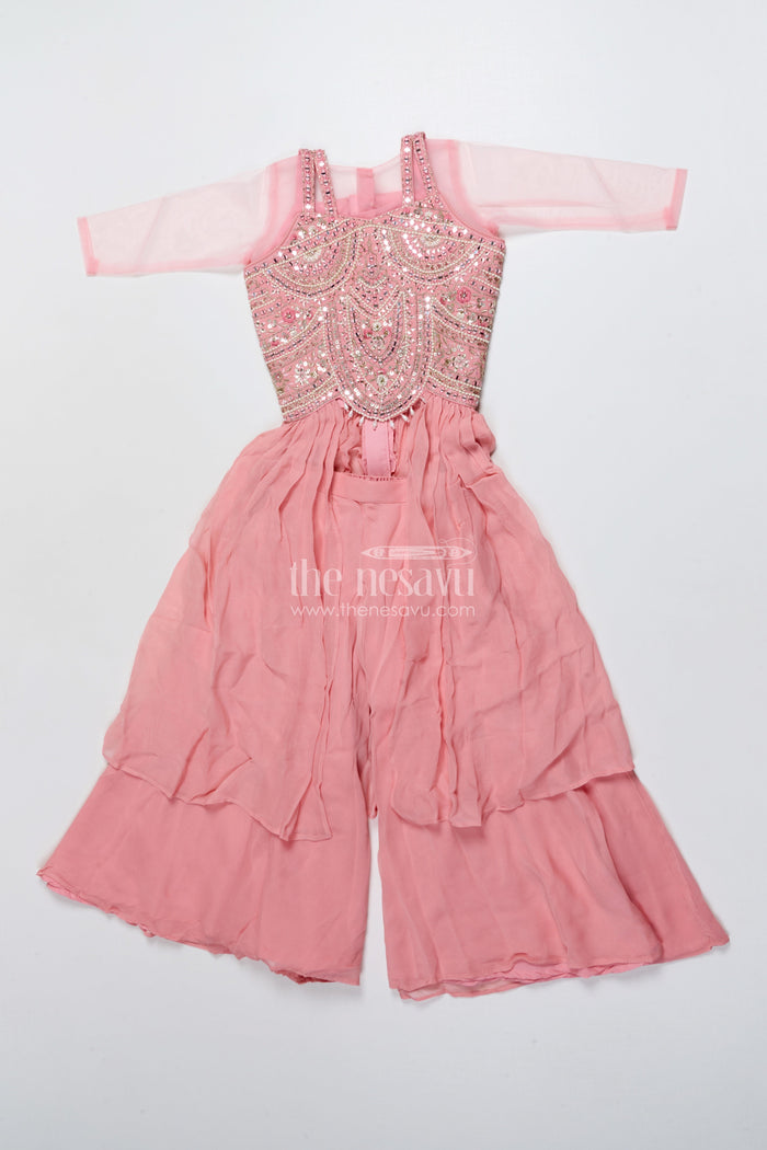 The Nesavu Girls Sharara / Plazo Set Girls Sharara Set for Weddings and Traditional Functions Nesavu Nesavu girls sharara set embroidered yoke weddings festive celebrations