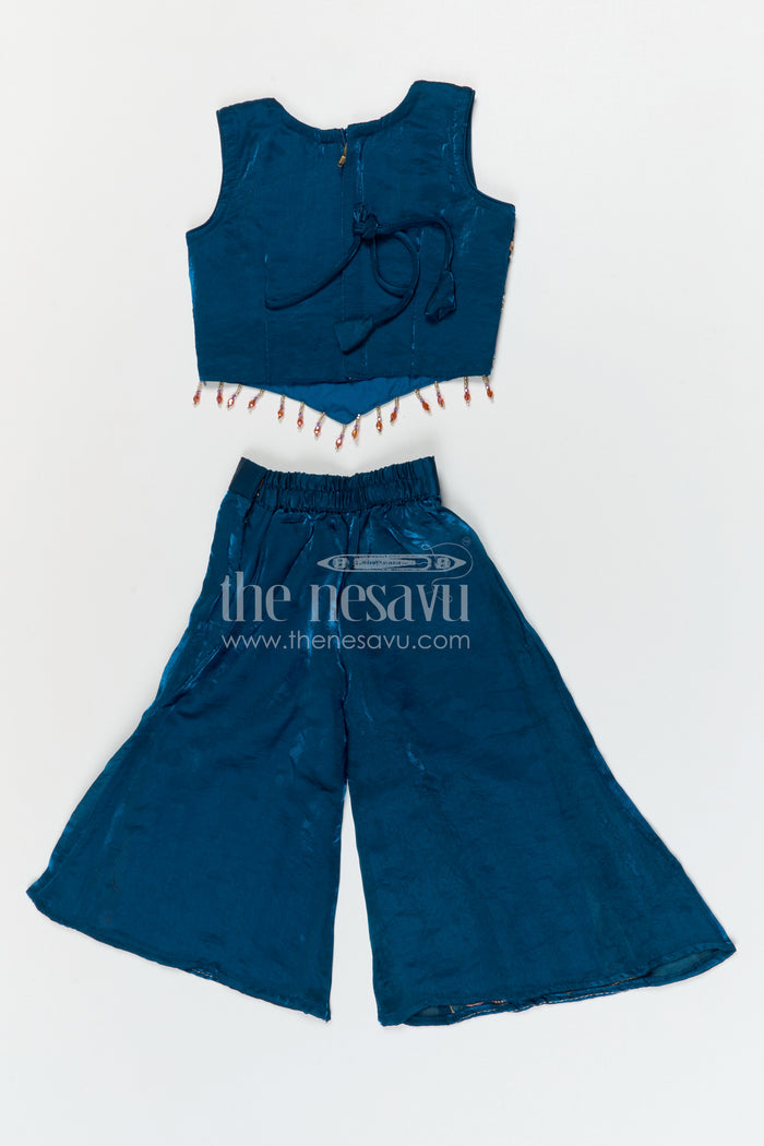 The Nesavu Girls Sharara / Plazo Set Girls Sharara/plazzo Set for Weddings and Festive Occasions Nesavu Nesavu girls organza sharara set with designer embroidery for weddings and festive occasions