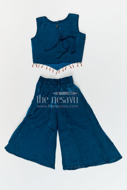 The Nesavu Girls Sharara / Plazo Set Girls Sharara/plazzo Set for Weddings and Festive Occasions Nesavu Nesavu girls organza sharara set with designer embroidery for weddings and festive occasions