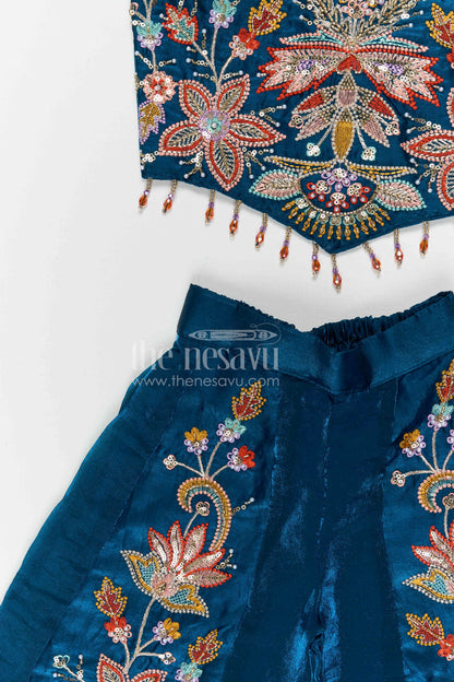 The Nesavu Girls Sharara / Plazo Set Girls Sharara/plazzo Set for Weddings and Festive Occasions Nesavu Nesavu girls organza sharara set with designer embroidery for weddings and festive occasions