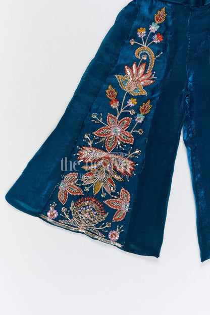 The Nesavu Girls Sharara / Plazo Set Girls Sharara/plazzo Set for Weddings and Festive Occasions Nesavu Nesavu girls organza sharara set with designer embroidery for weddings and festive occasions