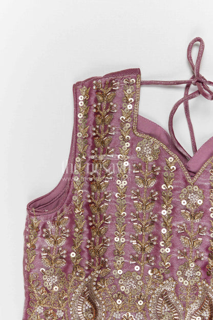 The Nesavu Girls Sharara / Plazo Set Girls Shimmer Sharara Set with Designer Embroidery for Festive Occasions Nesavu Nesavu girls tissue shimmer sharara set with designer embroidery for festive wear