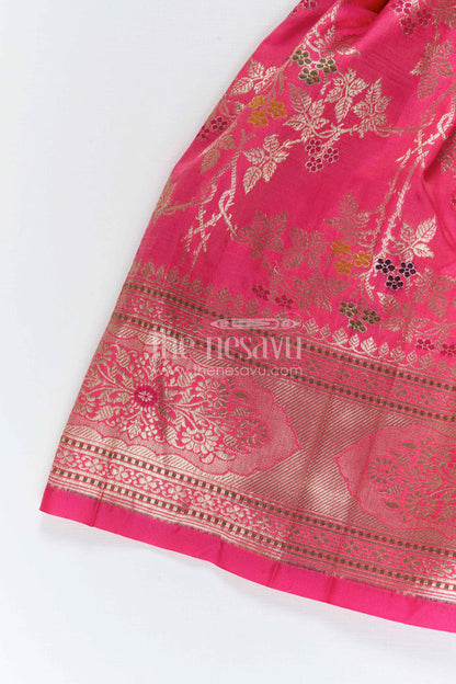 The Nesavu Silk Frock Girls Silk Frock for Festive Weddings and Birthday Parties Nesavu Nesavu Girls Silk Frock With Banarasi Skirt For Weddings And Festive Birthday Celebrations