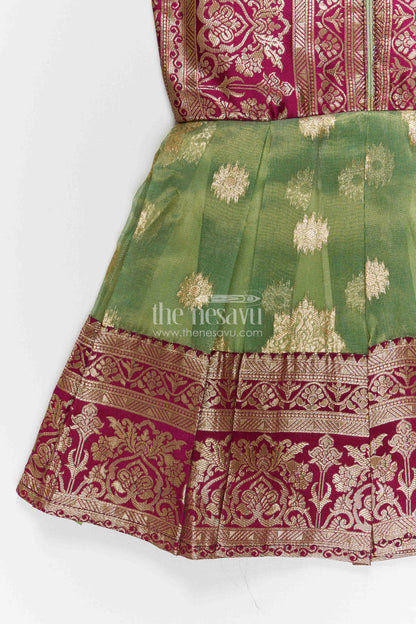 The Nesavu Silk Frock Girls Silk Frock for Festive Weddings and Celebrations Nesavu Nesavu girls blend silk frock with tissue bottom for festive weddings