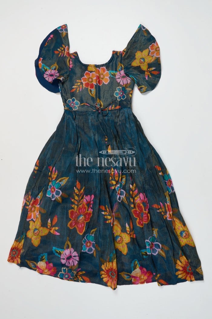 The Nesavu Girls Silk Gown Girls Silk Gown for Weddings and Festive Family Events Nesavu Nesavu girls silk gown in digital printed viscose silk for weddings and traditional occasions