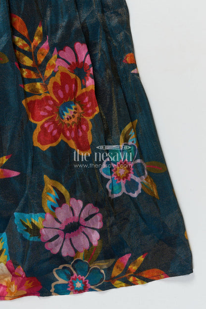 The Nesavu Girls Silk Gown Girls Silk Gown for Weddings and Festive Family Events Nesavu Nesavu girls silk gown in digital printed viscose silk for weddings and traditional occasions