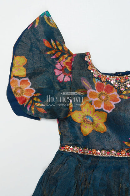 The Nesavu Girls Silk Gown Girls Silk Gown for Weddings and Festive Family Events Nesavu Nesavu girls silk gown in digital printed viscose silk for weddings and traditional occasions