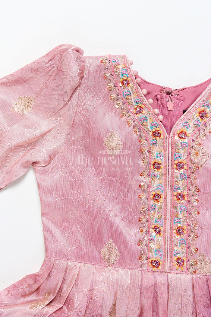 The Nesavu Girls Silk Gown Girls Silk Gown with Zari Border for Weddings and Traditional Occasions Nesavu Nesavu girls silk gown big zari border weddings birthdays traditional celebrations