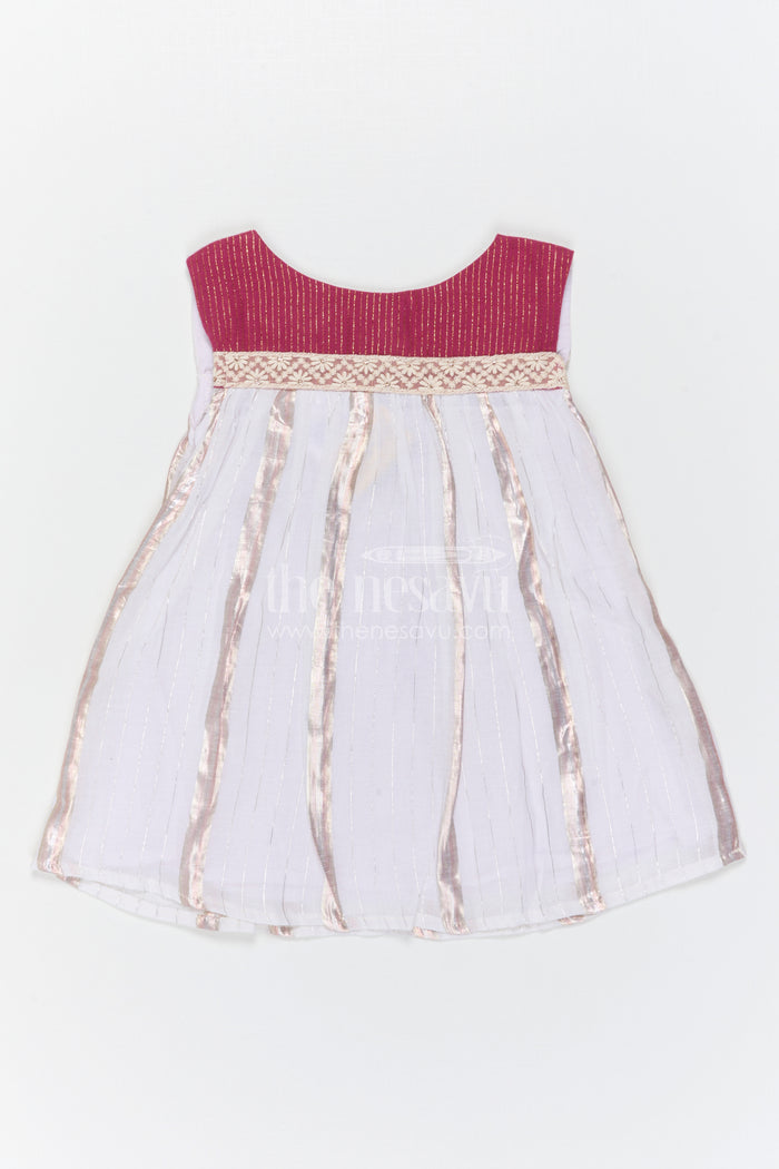 The Nesavu Girls Cotton Frock Girls Striped Frock for Festive Outings and Family Gatherings Nesavu Nesavu Girls Striped Cotton Frock For Festive Outings And Family Celebrations