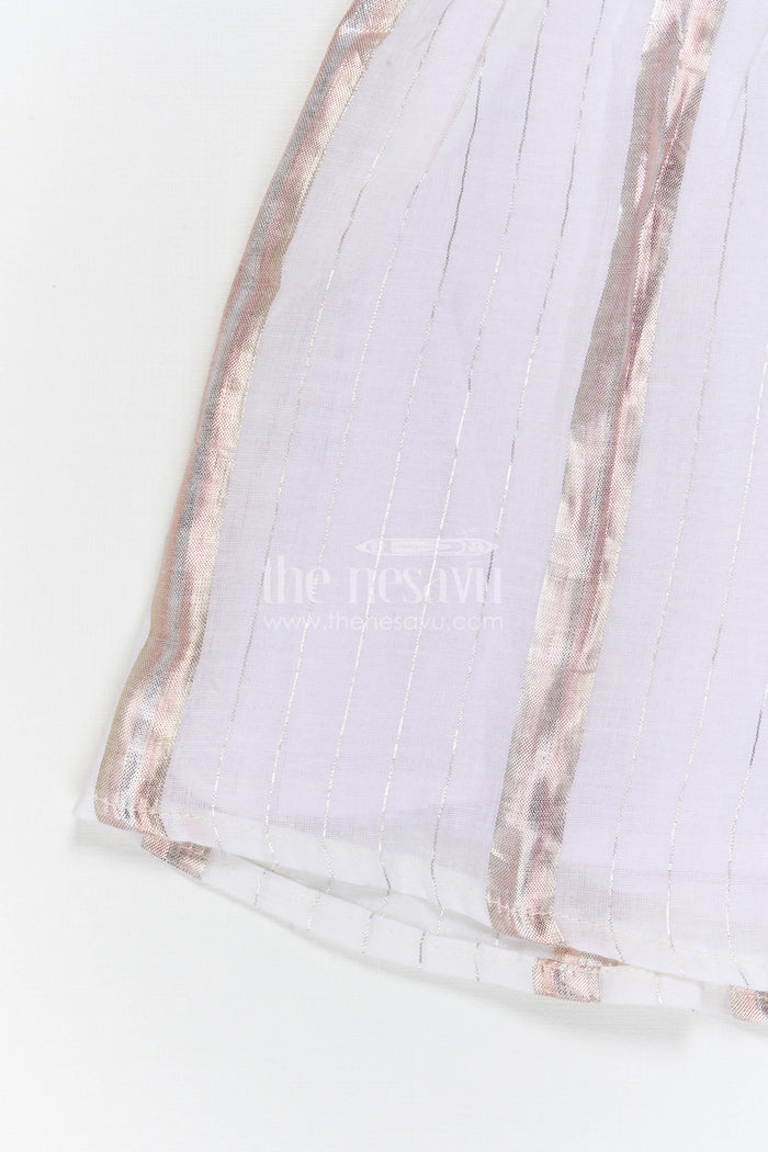 The Nesavu Girls Cotton Frock Girls Striped Frock for Festive Outings and Family Gatherings Nesavu Nesavu Girls Striped Cotton Frock For Festive Outings And Family Celebrations